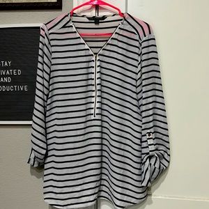 Zac & Rachel black and white stripped blouse.